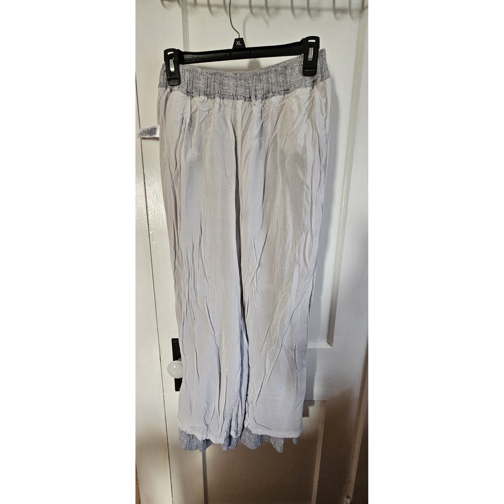 TAHARI women white 100% LINEN rayon Lining wide leg pants Small‎ pullon Small - Picture 9 of 11